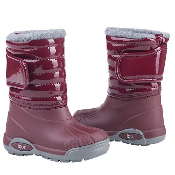 Утеплені чоботи Igor Shoes гляцеві бордо