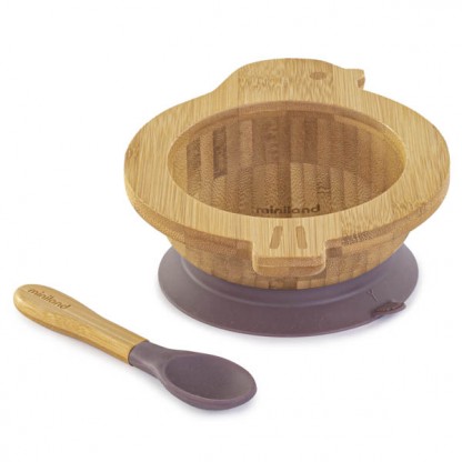 Детская бамбуковая тарелка на присоске с ложкой Wooden Blow Chip