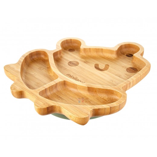 Дитяча бамбукова секційна тарілка на присосці Miniland Frog