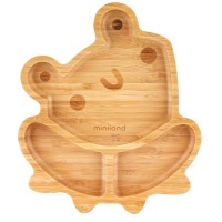 Дитяча бамбукова секційна тарілка на присосці Miniland Frog