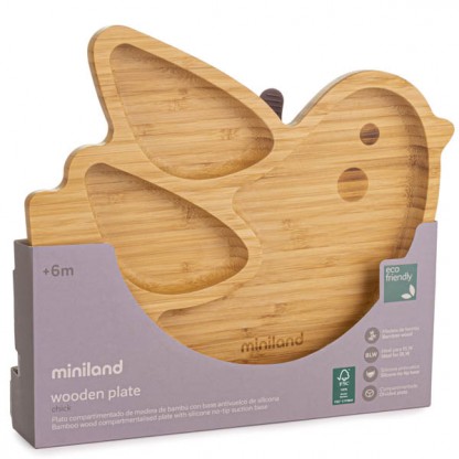Дитяча бамбукова секційна тарілка на присосці Miniland Chick