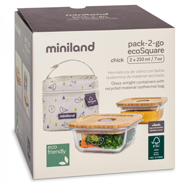 Термосумка с контейнерами (стекло) 2x210 мл Pack-2-go EcoSquare Chip 
