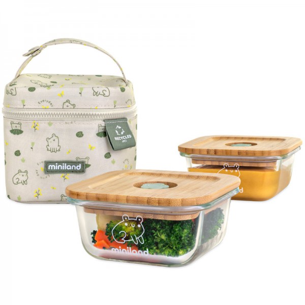 Термосумка с контейнерами (стекло) 2x210 мл Pack-2-go EcoSquare Frog