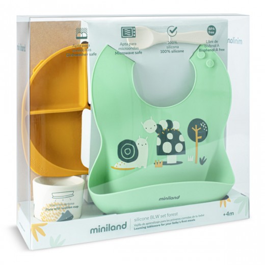 Набір силіконового дитячого посуду Miniland Garden
