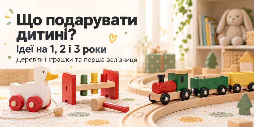 Что подарить ребёнку на 1, 2 и 3 года: деревянные игрушки и первая железная дорога