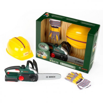 Дитячий набір майстра: Ланцюгова пила, шлем, рукавички Bosch