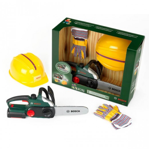 Детский набор мастера: Цепная пила, шлем, перчатки Bosch
