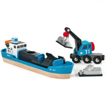 Корабль для железной дороги BRIO с вагоном-краном