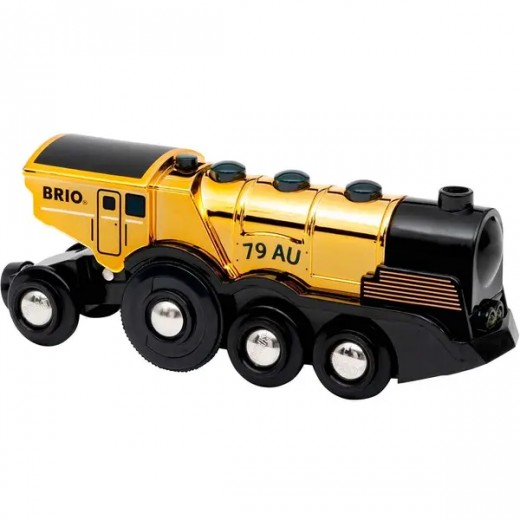 Могучий золотой локомотив для железной дороги BRIO на батарейках