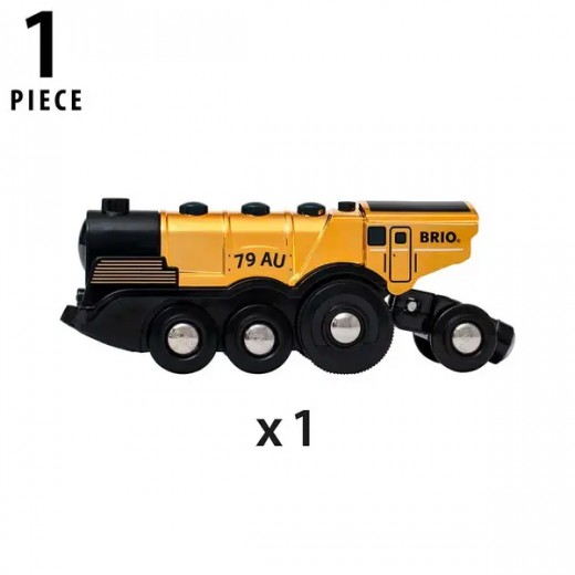 Могучий золотой локомотив для железной дороги BRIO на батарейках
