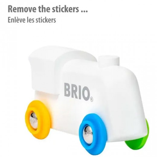 Локомотив BRIO с наклейками