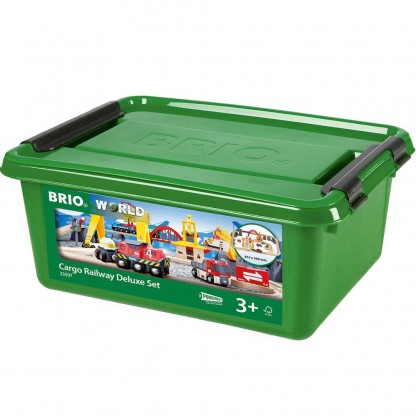 Деревянная железная дорога BRIO с грузовым поездом и кранами