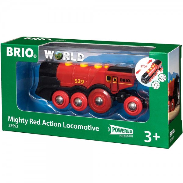 Могутній червоний локомотив для залізниці BRIO на батарейках Могутній червоний локомотив для залізниці BRIO на батарейках