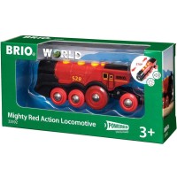 Могутній червоний локомотив для залізниці Brio на батарейках