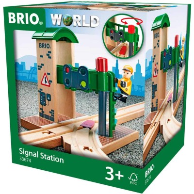 Сигнальна станція для залізниці Brio зі стрілкою і світлофором