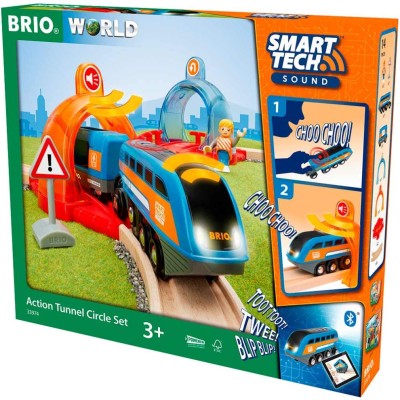 Дитяча залізниця Brio Smart Tech кругова з тунелями
