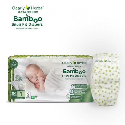 Підгузки Clealry Herbal Bamboo, розмір 1 (2-5 кг), 34 шт.