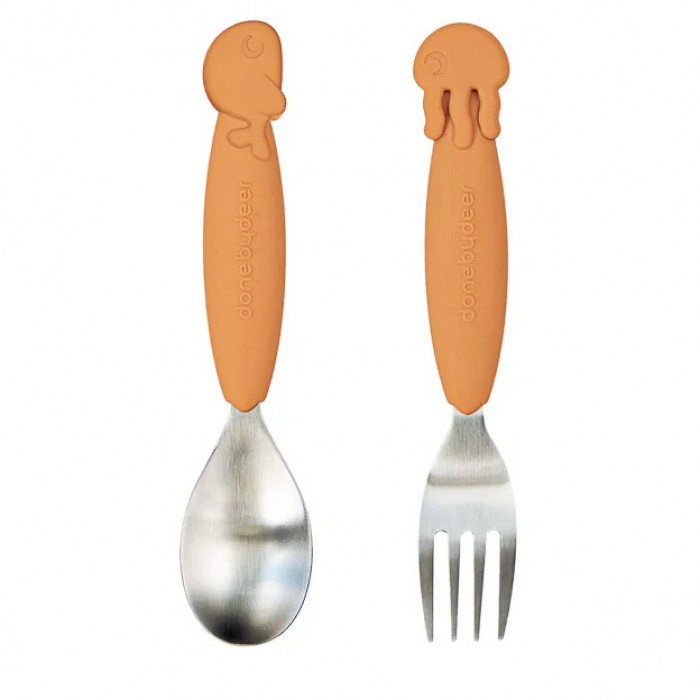 Набір ложка та виделка Done by Deer Easy-grip Sea Гірчиця