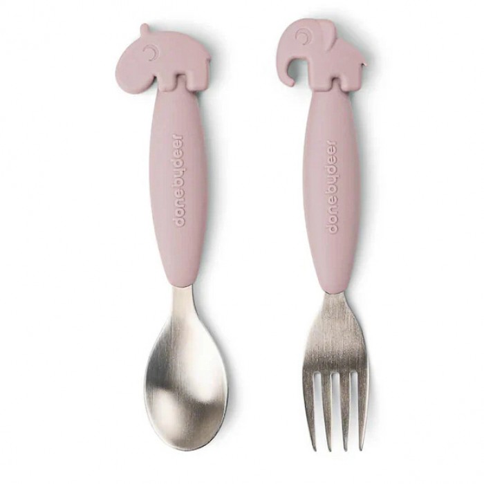 Набір ложка та виделка Done by Deer Easy-grip Deer Friends, пудровий