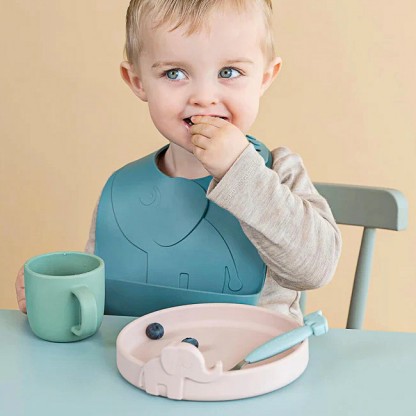 Силіконовий нагрудник Done by Deer Peekaboo Elphee (2 шт.), синій