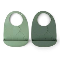 Силіконовий нагрудник Done by Deer Peekaboo Elphee (2 шт.), зелений