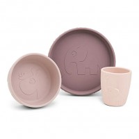 Силіконовий набір посуду Done by Deer Stick&Stay Deer Friends, пудровий