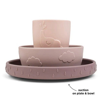 Силіконовий набір посуду Done by Deer Stick&Stay Deer Friends, пудровий