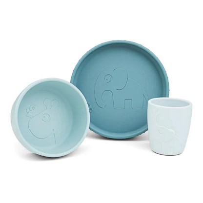 Силіконовий набір посуду Done by Deer Stick&Stay Deer Friends, синій