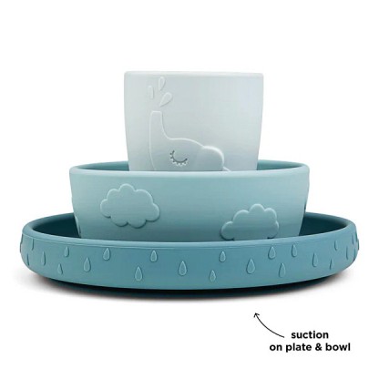 Силіконовий набір посуду Done by Deer Stick&Stay Deer Friends, синій