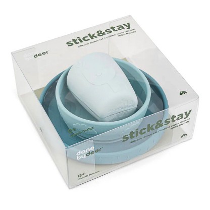 Силіконовий набір посуду Done by Deer Stick&Stay Deer Friends, синій