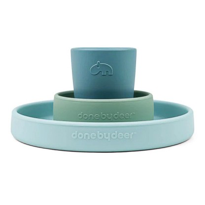 Силіконовий набір дитячого посуду Done by Deer Happy Clouds, синій