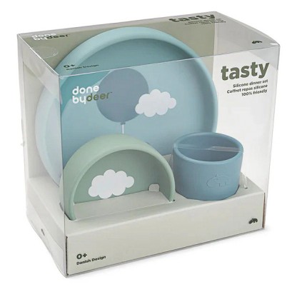 Силіконовий набір дитячого посуду Done by Deer Happy Clouds, синій