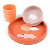 Силіконовий набір дитячого посуду Done by Deer Happy Clouds, папая