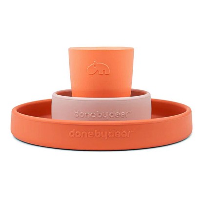 Силіконовий набір дитячого посуду Done by Deer Happy Clouds, папая