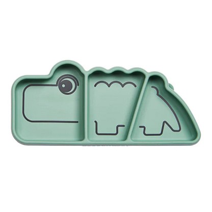 Секційна силіконова тарілка з присоскою Done by Deer Stick&Stay Croco, зелена