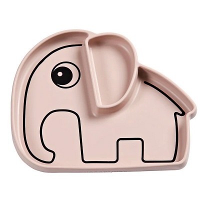 Секційна силіконова тарілка з присоскою Done by Deer Stick&Stay Elphee, пудрова