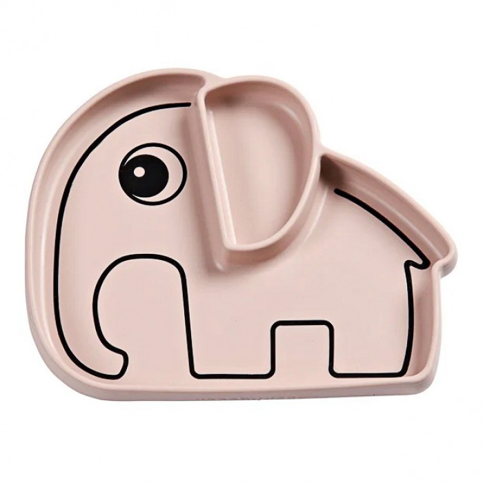 Секційна силіконова тарілка з присоскою Done by Deer Stick&Stay Elphee, пудрова