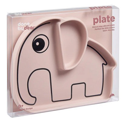 Секційна силіконова тарілка з присоскою Done by Deer Stick&Stay Elphee, пудрова