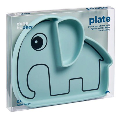 Секційна силіконова тарілка з присоскою Done by Deer Stick&Stay Elphee, синя