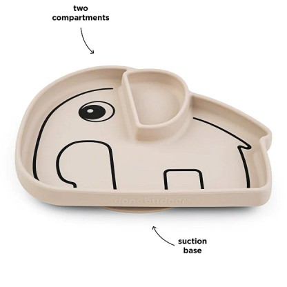 Секційна силіконова тарілка з присоскою Done by Deer Stick&Stay Elphee, пісочна