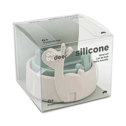 Силіконовий набір мисок Done by Deer Lalee (2 шт.), пісочна/зелена