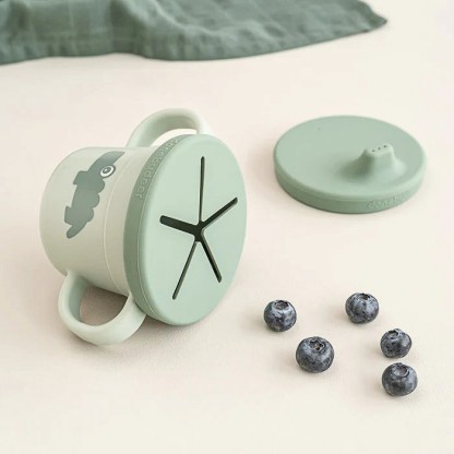 Чашка для перекусів 3-в-1 Done by Deer Foodie Croco, зелена