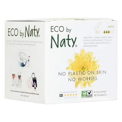 Органические гигиенические прокладки без крылышек Eco by Naty (3 капли) 15 шт.