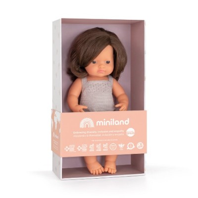 Лялька Miniland дівчинка шатенка 38 см в одязі (подарунк. коробка) 38 см 