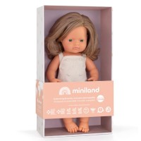 Лялька Miniland блондинка зеленоока в одязі (подарункова коробка) 38 см