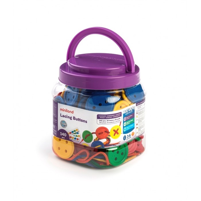 Набір ґудзиків і шнурків для шнурування в банці, 140 шт.