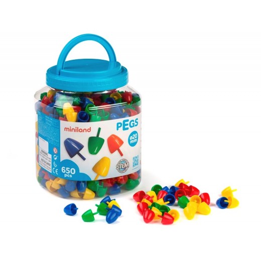 Набор фишек для мозаики Miniland Pegs  20 мм, 650 шт.