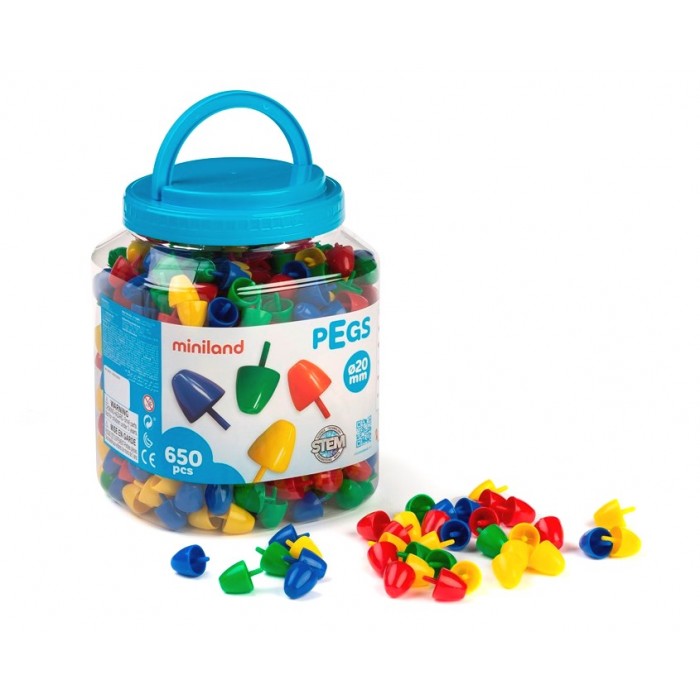 Набор фишек для мозаики Miniland Pegs  20 мм, 650 шт.