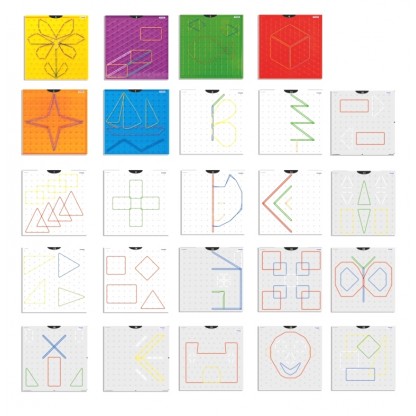 Набор математических планшетов Geoboard Set, 6 шт. 23х23 см, цветной