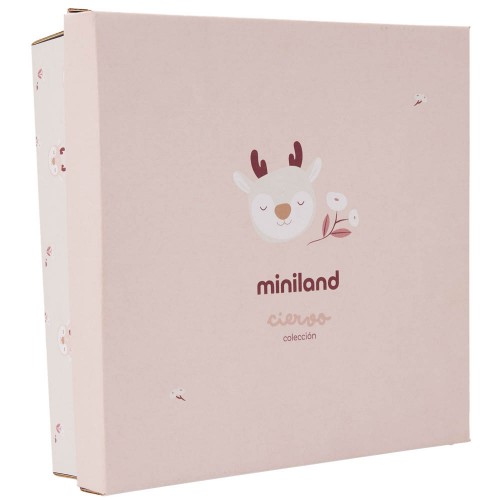 Подарочный набор для младенца Miniland «Оленя» (комфортер + погремушка)